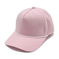 Pink quick-dry baseball cap with laser-cut ventilation holes and white rope accent - M (56-58cm) / Pink
