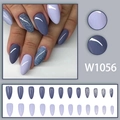 Unghie finte a mandorla in viola polveroso e glitter argento, set manicure da 22 pezzi - W1056 Giunzione Glitterata Viola Fumoso (Stile Colla)