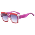 Oversized square sunglasses featuring red and purple gradient frames with glitter finish - Purple-Red Gradient Frame/Glitter