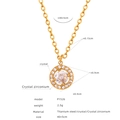 Collana in acciaio al titanio dorato con ciondolo a cuore in cristallo e misure esatte - Collana Catena Sottile Pendente Tondo (P1526)