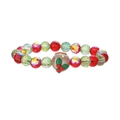 Détail d'un bracelet de Noël avec perles facettées rouges, vertes, dorées et motif houx - Perle Facettée Moufles 10MM