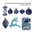 Midnight blue 22-piece Christmas ornament set with glitter candy, star, and deer shapes - Christmas Ball Gift Box Le-13 (blue)