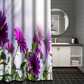 Waterproof shower curtain with purple flower print in a modern bathroom setting - YS-77 Purple Daisy Print / 90*180CM Shower Curtain