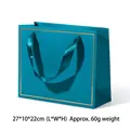 Χάρτινη τσάντα δώρου tiffany blue με χρυσές γραμμές και λαβή κορδέλα, 27x10x22cm - Μεγάλο / Ανοιχτό μπλε