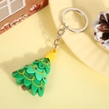Cartoon PVC Christmas tree keychain with silver ring and festive holiday ornaments - Christmas Tree Design 1 (silver Keychain) / Approximately 3.8-5.6cm High And 2.6-3.8cm Wide.
