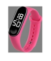 Pink waterproof digital LED sports watch with silicone strap and black oval dial - Rose Red
