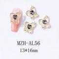 Detail of 13x16mm heart charms with gold frames for 3D nail art decoration - Gold Heart Black Rhinestone (AL56)