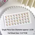 32pcs 3D holographic heart diamond stickers for kids, laser finish 1.2cm crystal gems - M Size Silver (36 Pcs/Sheet)