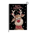 Linen Christmas garden flag featuring a cartoon reindeer and Merry Christmas text - 30*45cm / Cartoon Reindeer (HYQ030-36)