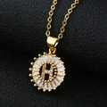 Detail of golden H letter pendant featuring sparkling cubic zirconia on a cable chain - Gold Letter H