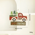Wooden red truck Christmas ornament with green trees and Merry Christmas sign - Christmas Truck Door Hanging