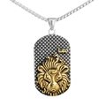 Retro stainless steel Leo zodiac pendant necklace with gold lion head relief design - Leo