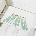 Zerbino natalizio bianco con scritta Happy New Year verde e figure di cartoni animati - 40x60cm / Felice Anno Nuovo Menta
