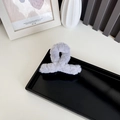 Faux rabbit fur large hair claw clip in light grey plush material for women - Gray