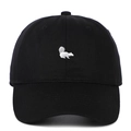 Gorra de béisbol de algodón negro con bordado de ardilla blanca y visera curva - Ajustable / Negro