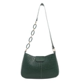 Dark green crocodile pattern shoulder bag with a stylish metal chain strap for women - Green