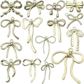 Various pink bow charms in gold-plated alloy for DIY necklaces and sweet jewelry making - Mixed 15pcs Color Retention KC Gold Plated Bowknot Series