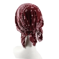 Burgundy paisley pre-tied turban headwrap for women with comfortable stretch fit - Wine Red Paisley