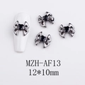 Gothic nail art charm featuring black heart gemstone on a metal bow, 12x10mm size - Black Heart Bow Knot (AF13)