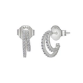 Orecchini a cerchio doppia C in argento S925 con intarsio di zirconi cubici scintillanti - Argento