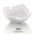 White melamine wave edge sauce dish, square irregular dip bowl, 9.5x9.5x4.2cm - 3.75 Inch Irregular Sauce Dish