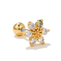 Orecchino per cartilagine a fiore dorato con petali in zirconia e chiusura a vite - Fiore a Sei Petali / Oro