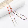 Colorful beaded eyewear chain with floral charms and silver lobster clasps for glasses - Boho Red Flower