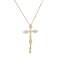 Collar con colgante de cruz chapado en oro de 18K con circonitas sobre un fondo blanco - Estilo de Cruz de Strass Blanco (CN001977YH白)