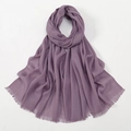 Breathable purple slub cotton long scarf for women featuring fine fringed edges - 14# Dusty Purple