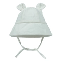 White baby sun hat with cute bunny ears made of soft double layer cotton gauze - 3-12 Months / Gray