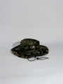 Detail of green jungle camo boonie hat featuring wide brim and adjustable chin strap - One Size / Jungle Camo V