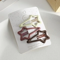 Star-shaped matte hair clips in cream, red, and dark brown colors, set of 3 pieces - Chocolate Meteor Style / Set of 3
