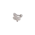 Macro shot of silver butterfly stud earring with sparkling cubic zirconia and screw back - Butterfly Style (4#)
