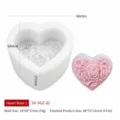 Moule en silicone cœur rose pour bougies et savons avec dimensions du produit - Rose Cœur 1 SGZ-82