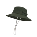 Deep green outdoor sun hat with wide brim and adjustable white windproof drawstring - Army Green