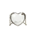 Clear heart-shaped mini evening bag with silver chain strap and acrylic faceted design - Clear