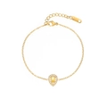 Elegant gold chain bracelet with yellow teardrop zircon pendant and adjustable lobster clasp - Yellow Waterdrop Style (B2325-GO-Y)