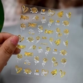 Self-adhesive Valentine heart nail decals with gold foil roses and love phrases - Rose Heart Style (XZ-D2309) / Gold