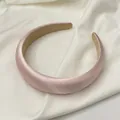 Pink satin padded headband with high-top sponge design for elegant hair styling - Shell Pink