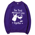 Purple Mama Est 2025 Coquette Hoodie for First Mother's Day, size M flat lay view - Purple