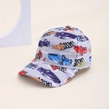 Detailed side view of kids baseball cap featuring colorful cartoon race cars and speed text - 2-10 Years (52-54cm) / Racing Style / Gray