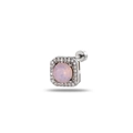 Luxe square pink crystal halo stud earring in titanium steel with screw back closure - Pink Opal (Single)