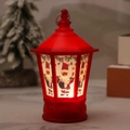 Red Christmas LED hexagonal lantern with Santa Claus illustrations and warm festive light - Red Santa Claus