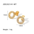 Minimalistische runde Edelstahl-Ohrstecker in Gold mit weißen Zirkonia-Steinen - Gold