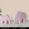 Pink Morandi wooden elephant statue set for minimalist home and nursery room decoration - Elephant Pink Pair