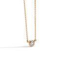 Collier minimaliste en or rose avec un pendentif rond en zircone cubique brillant - Collier Zircon Blanc Or Rose