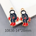 Astronaut charms for jewelry making, black and white enamel pendants with gold border - Astronaut 14x28mm-10836