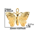 Golden butterfly pendant in 18k plated stainless steel with dimensions 22mm x 14mm - Gold - Butterfly