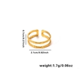 Irregular bamboo style double layer open ring in 18k gold plated stainless steel - Adjustable Open / Bamboo Shaped Open Ring (TYGR0167)