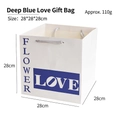 Square gift bag with handles in white and blue, size 28x28x28cm for flower packaging - LOVE FLOWER Blue 28*28*28